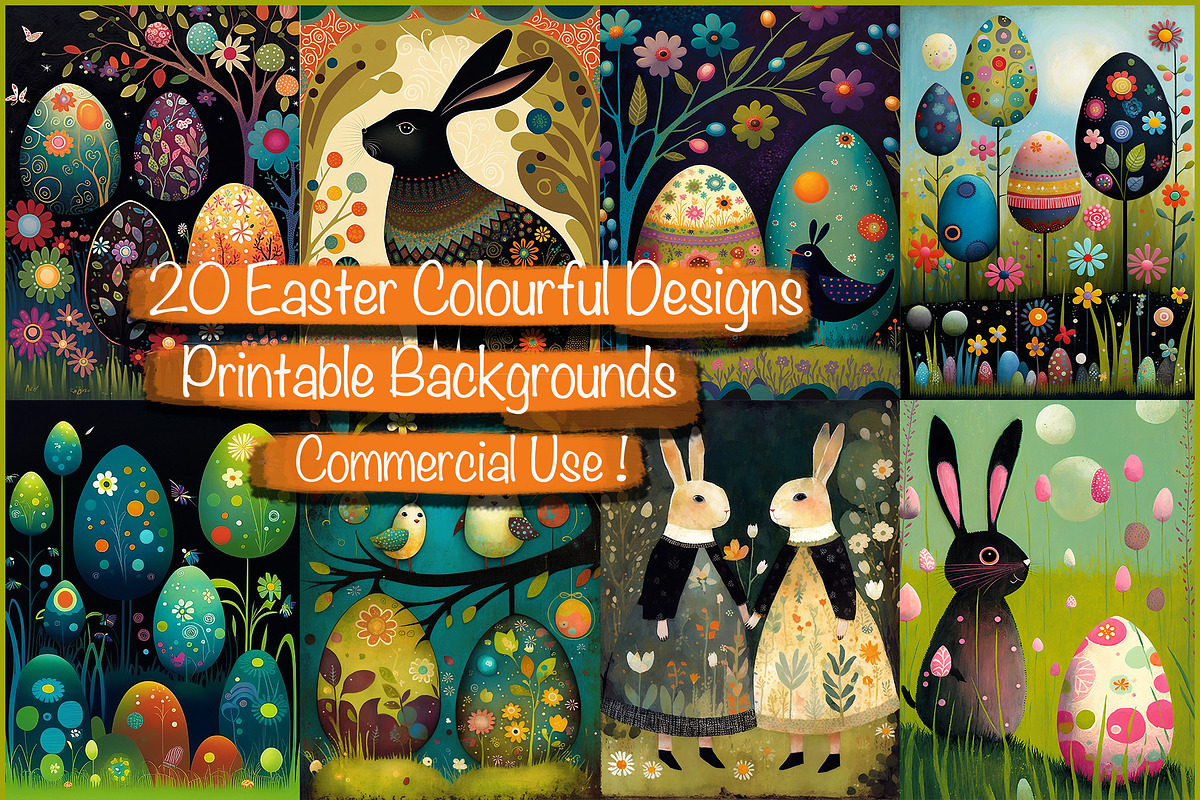 Whimsical Colourful Easter Papers, a Decorative Illustration by Fusion Dream (Photo 1 of 7)