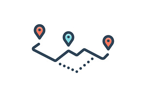 Routes location color icon, an Icon by Creative priyanka