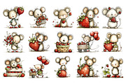 Strawberry Mouse Watercolor PNG, an Animal Illustration by Nicolle's Colorful Art (Thumbnail 2 of 3)