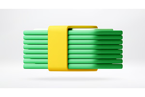 3D Stack of green paper currency, a Finance Illustration by Abscent