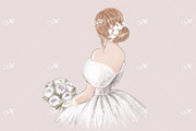 Bride with Bouquet Hand Drawn, an Illustration by Maddy's Art & Mockups (Thumbnail 2 of 3)
