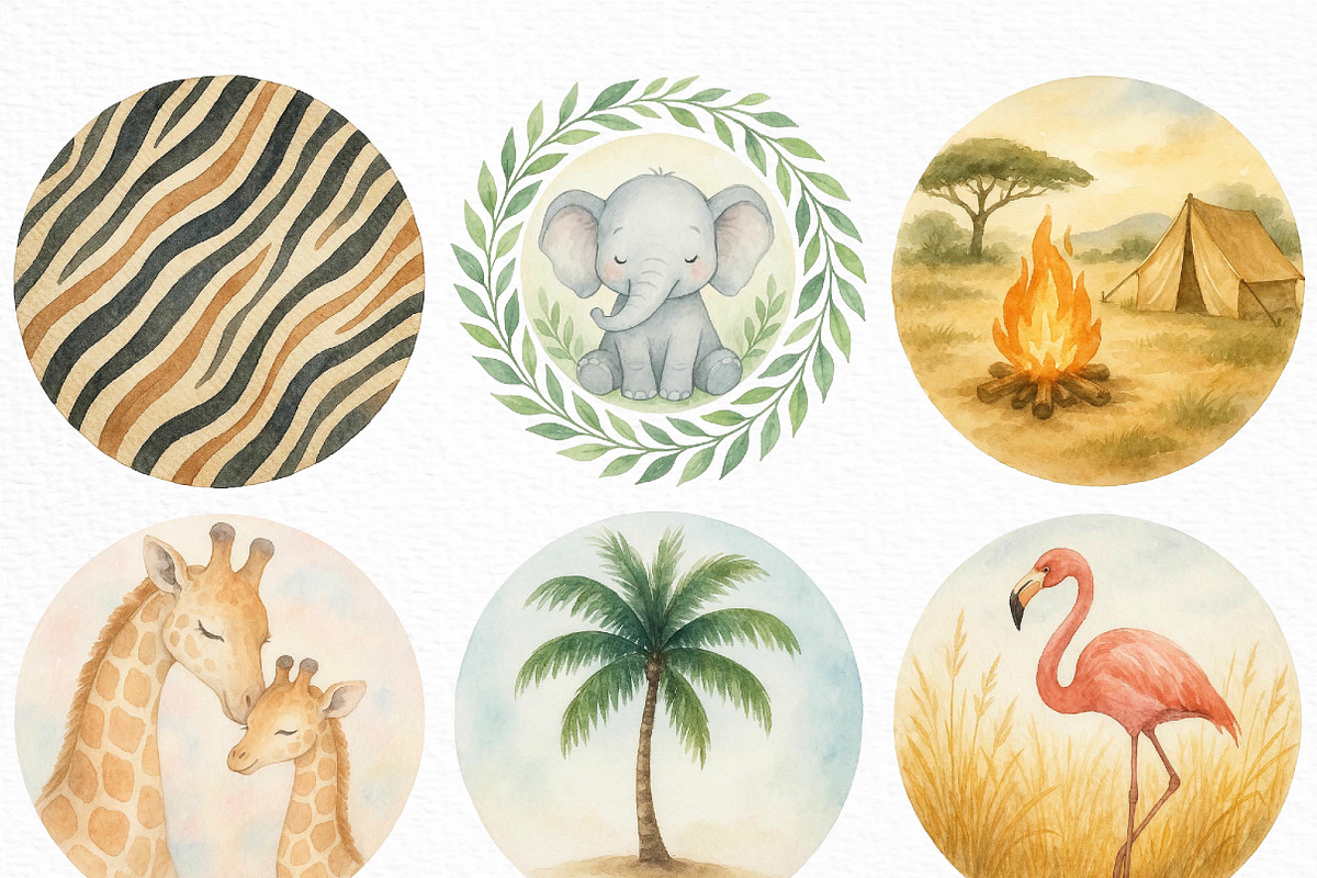 Safari Circles Clip Art, an Illustration by Craft Nest (Photo 2 of 6)