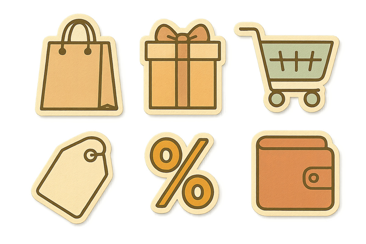 Black friday shopping icons set incl, an Illustration by Dvoevnore photos
