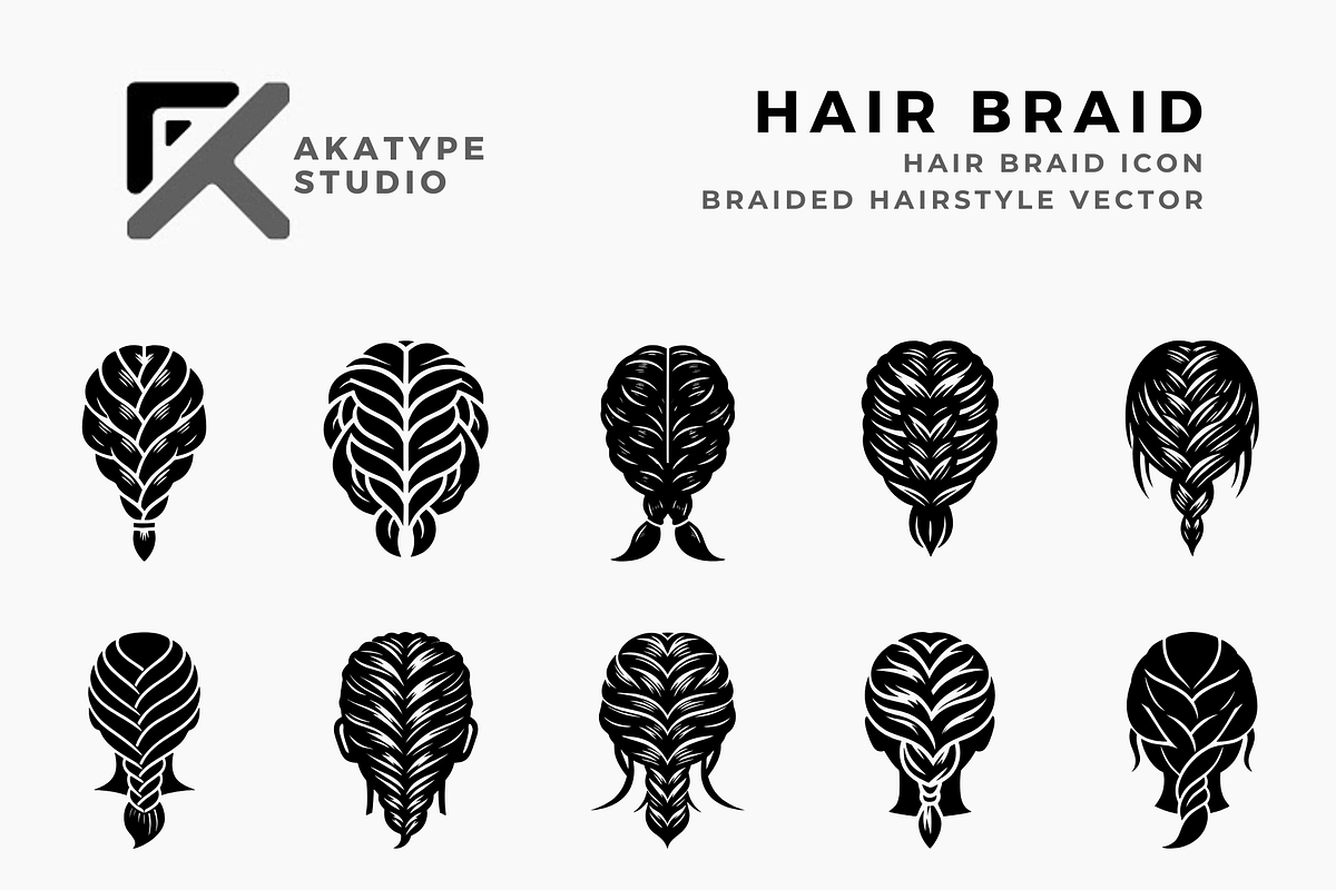 Hair Braid Icon Vector, a Solid Icon by Akatype Studio (Photo 1 of 3)