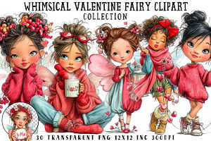 Whimsical Valentine Fairy Clipart, an Illustration by OK Design