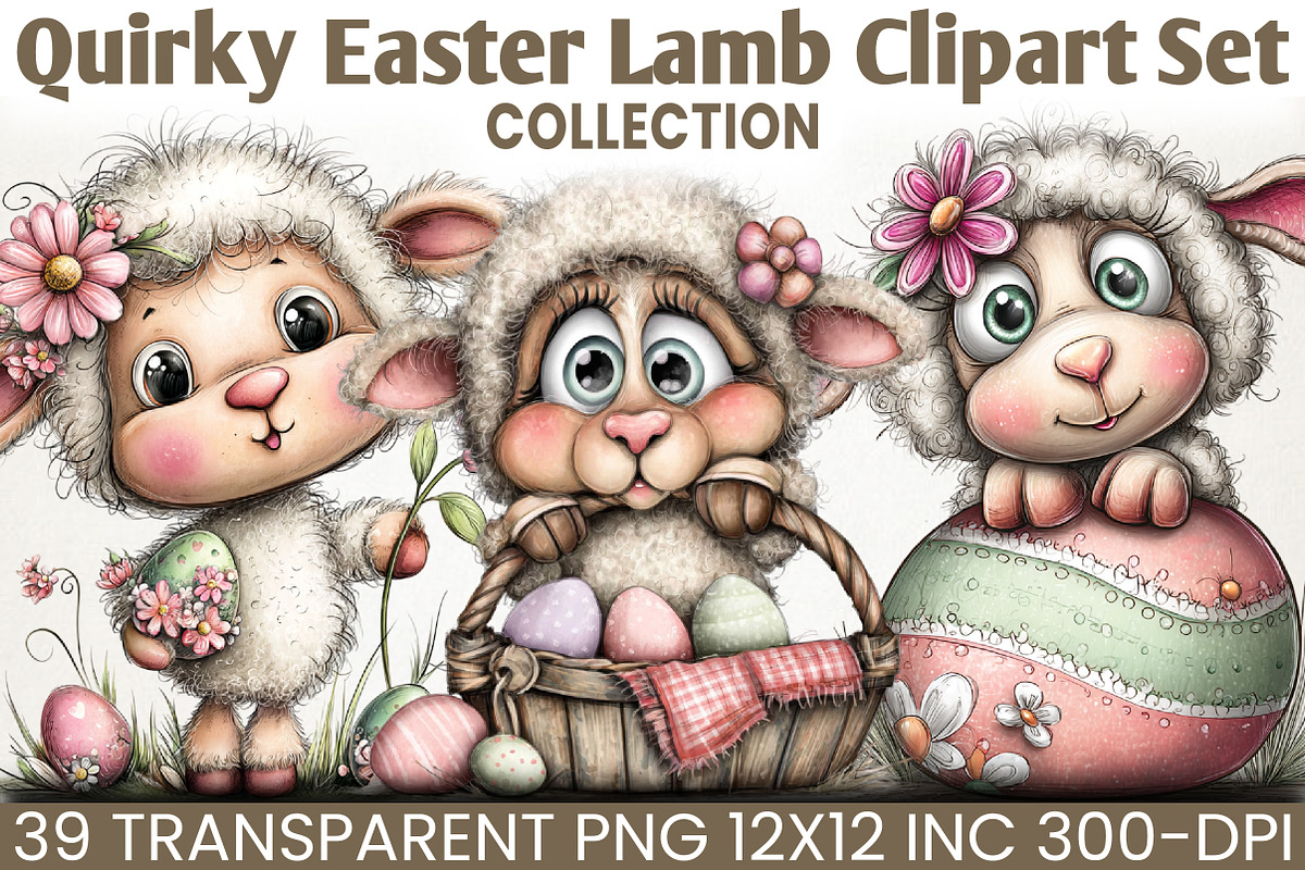 Quirky Easter Lamb Clipart Bundle, an Animal Illustration by RobertsArt (Photo 1 of 5)