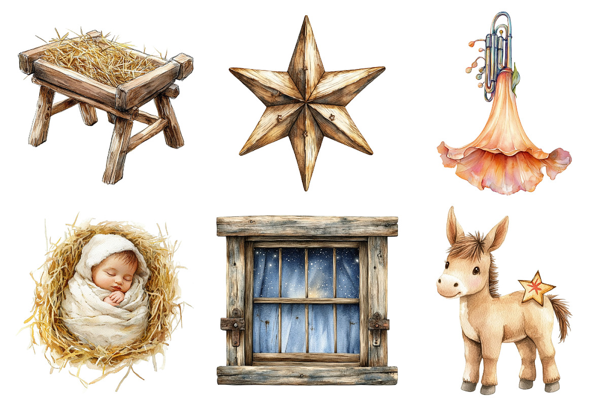 Cute Christmas Nativity Clipart, an Illustration by Daily.Designs (Photo 3 of 5)