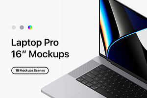 Laptop Pro 16 - 10 Mockups Scenes