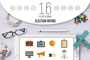 Election Voting Icons Set In Flat