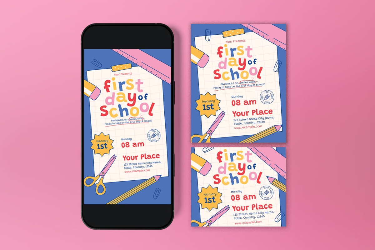 First Day Of School Flyer, a Flyer Template by graphicook | Creative Market