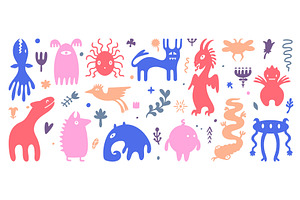 Abstract doodle creatures. Fantastic, a Graphic by Valerie Bodnar
