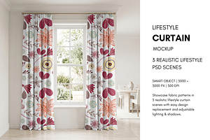 Curtain Mockup - 3 Lifestyle PSD