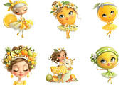 Whimsical Summer Fruit Girls Clipart, a Food Illustration by SVGArt (Thumbnail 2 of 3)