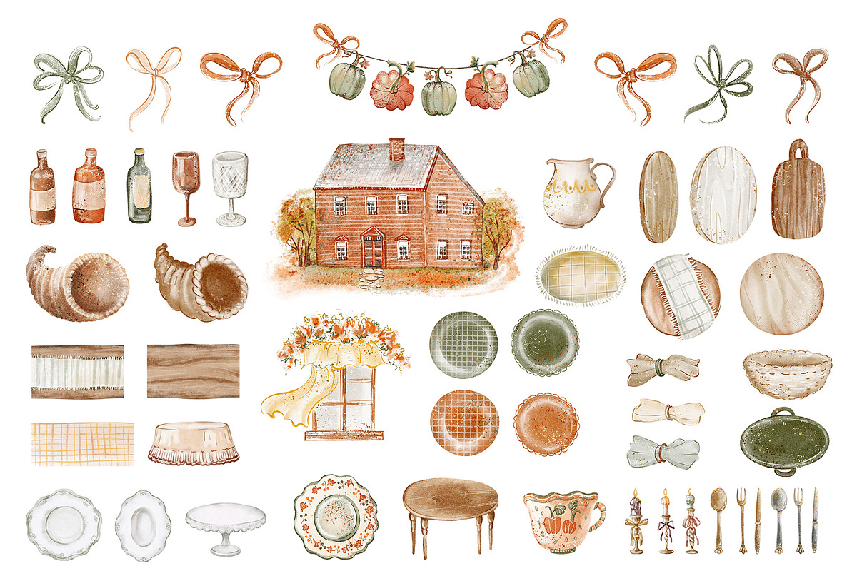 Thanksgiving Watercolor Collection, an Object Graphic by LenArt (Photo 12 of 14)