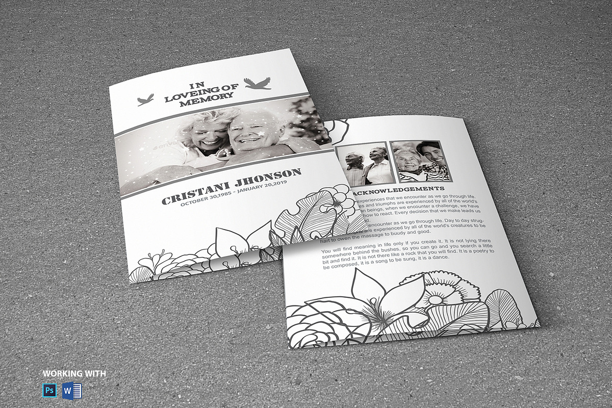 Funeral Program Template Black White, a Brochure Template by Madhabi Studio (Photo 5 of 5)