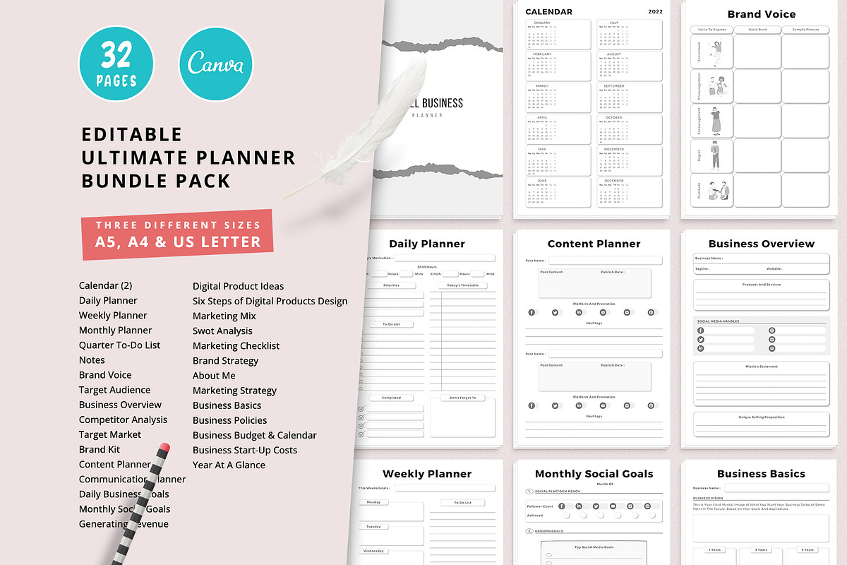 Canva Ultimate Planner Bundle Vol.30, a Stationery Template by Amit Debnath