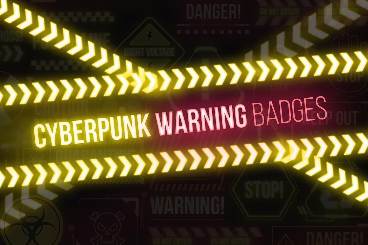 Cyberpunk Warning Signs, an Object Graphic by Pixflow