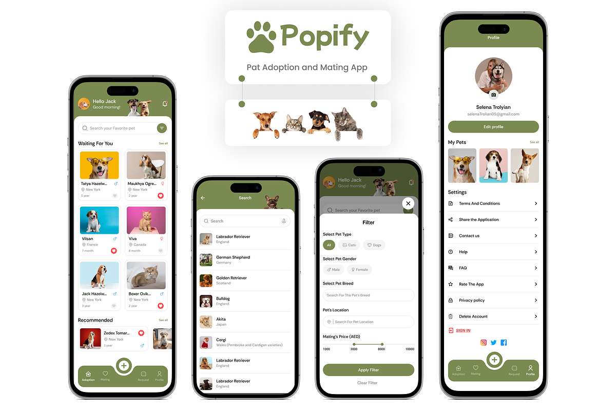 Pet Adoption & Mating App UI kit, an UI Kit Template by Trushit's Shop (Photo 3 of 8)