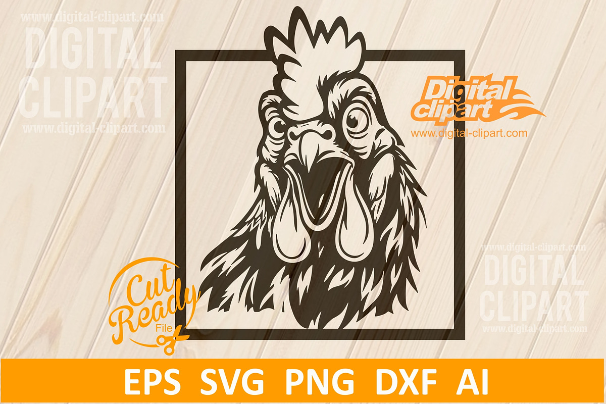 Surprised Chicken SVG, an Animal Illustration by Digital-Clipart