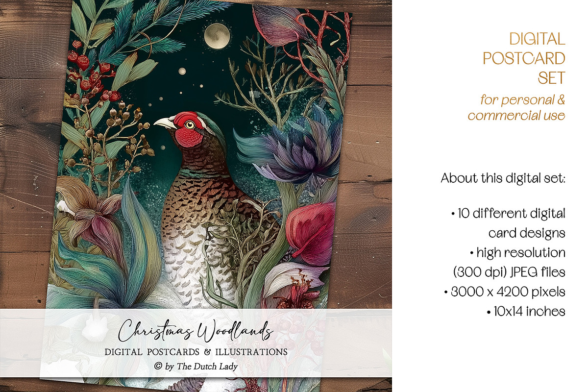 Christmas Woodlands Animal Postcards, an Animal Illustration by The Dutch Lady Designs (Photo 3 of 7)