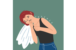 Sick young girl suffering from, a Healthcare Illustration by Stock-Smart-Start