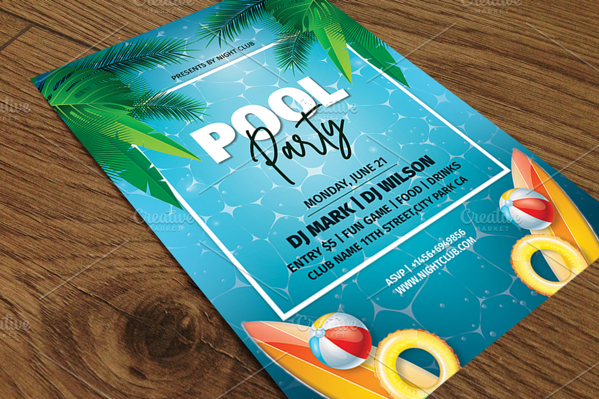 Pool Party Flyer Template, a Flyer Template by Madhabi Studio (Photo 6 of 6)