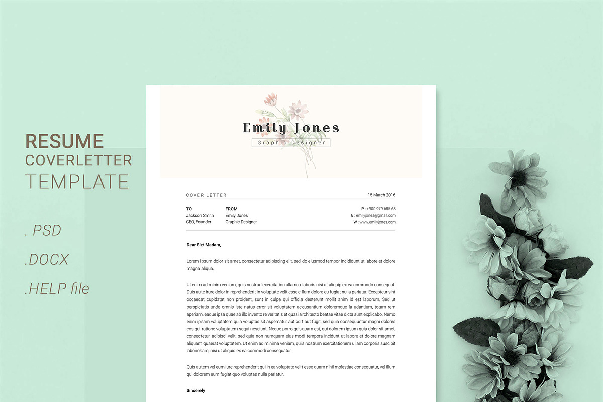 Water Color CV-Resume Tempalate *C, a Resume Template by Showy68 Template (Photo 3 of 3)