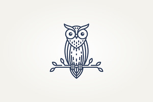 owl bird standing on a branch logo, a Branding & Logo Template by Blazybone