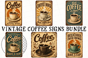 Vintage Coffee Signs Bundle PNG, a Seasonal Illustration by OK Design (Thumbnail 2 of 6)