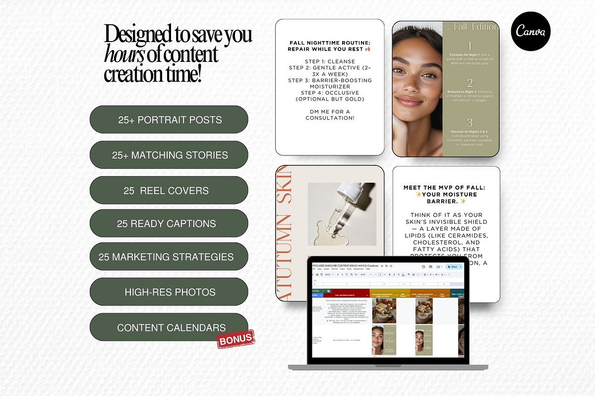 Skincare Instagram Templates Bundle | Fall Season Beauty Social Media preview 2