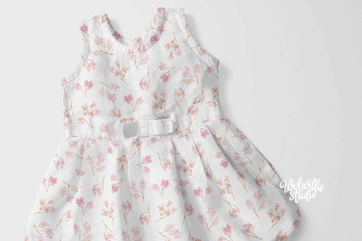 Pink Botanica Watercolor Patterns, a Pattern Graphic by Webvilla Studio
