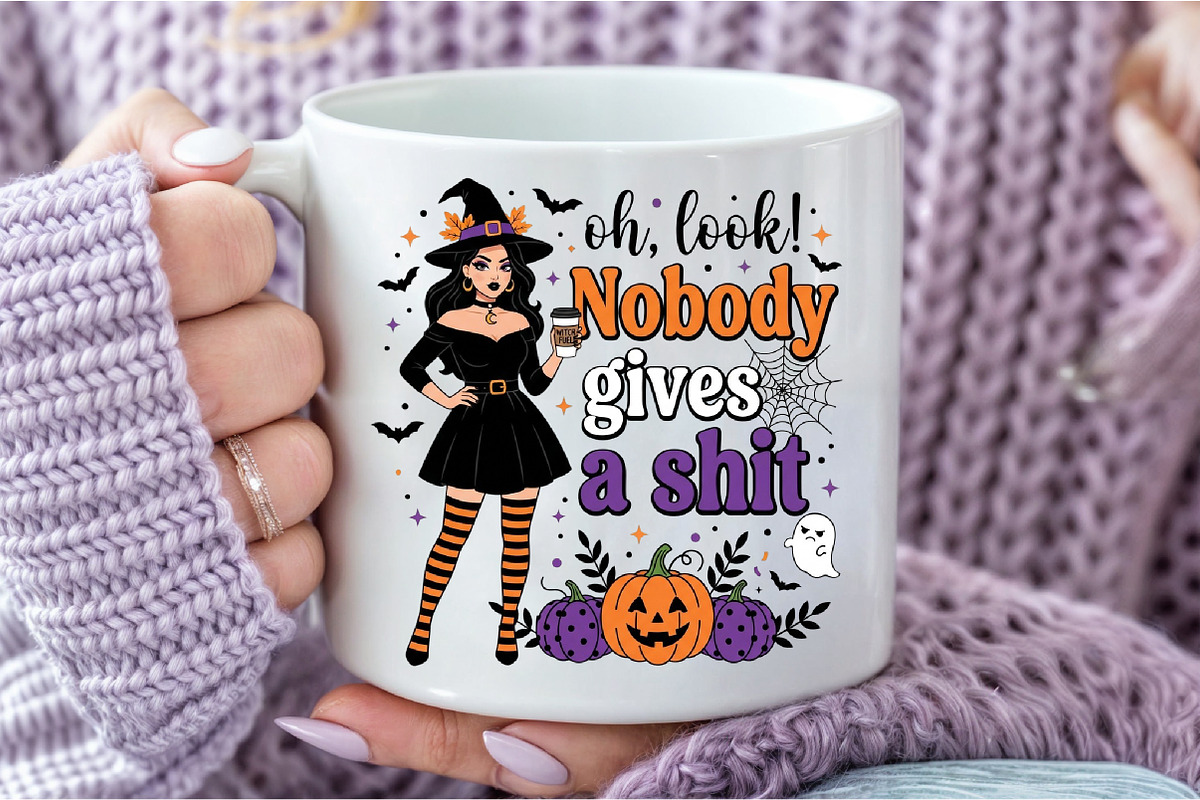 Nobody Gives a Witch PNG Halloween, a Seasonal Illustration by DreamCafeArt (Photo 7 of 7)