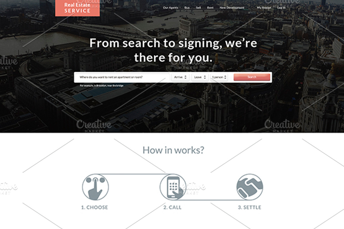 Real Estate One Page Template, a Landing Page Template by dmitriythomas (Photo 3 of 5)
