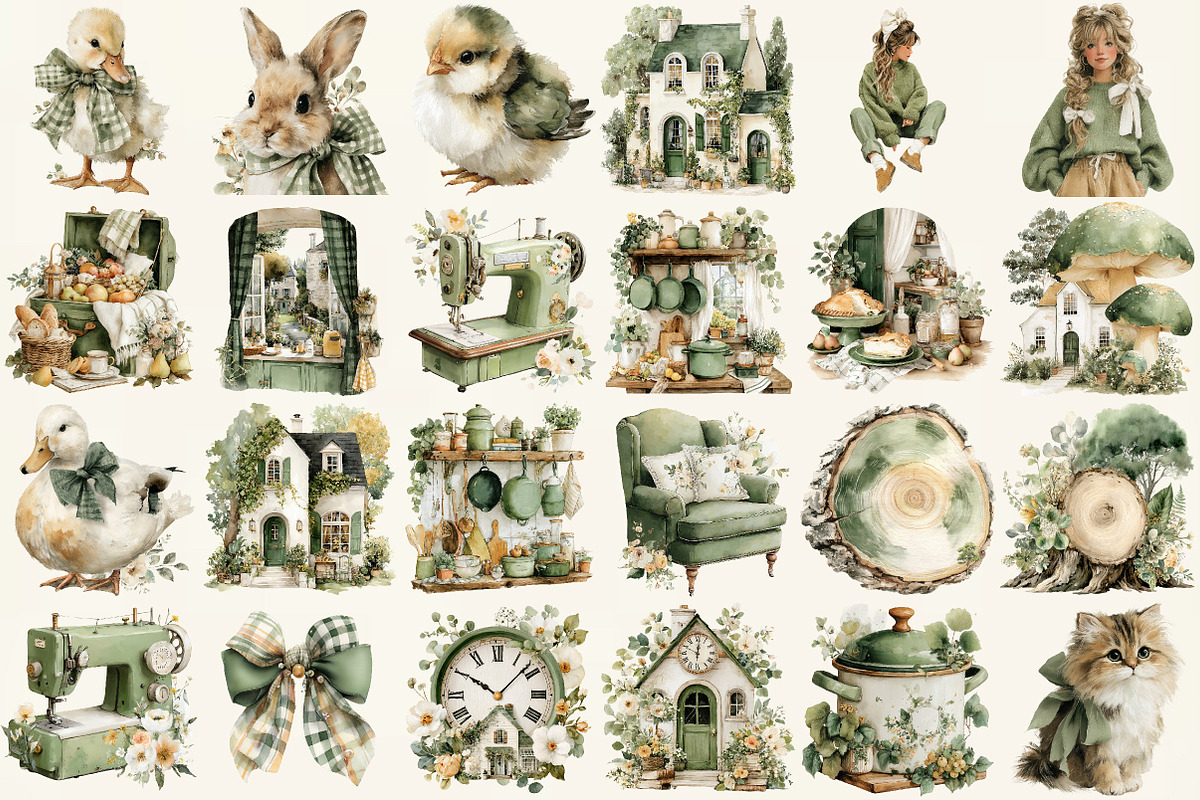 Watercolor Cottage Clipart, an Illustration by DreamCafeArt (Photo 2 of 6)