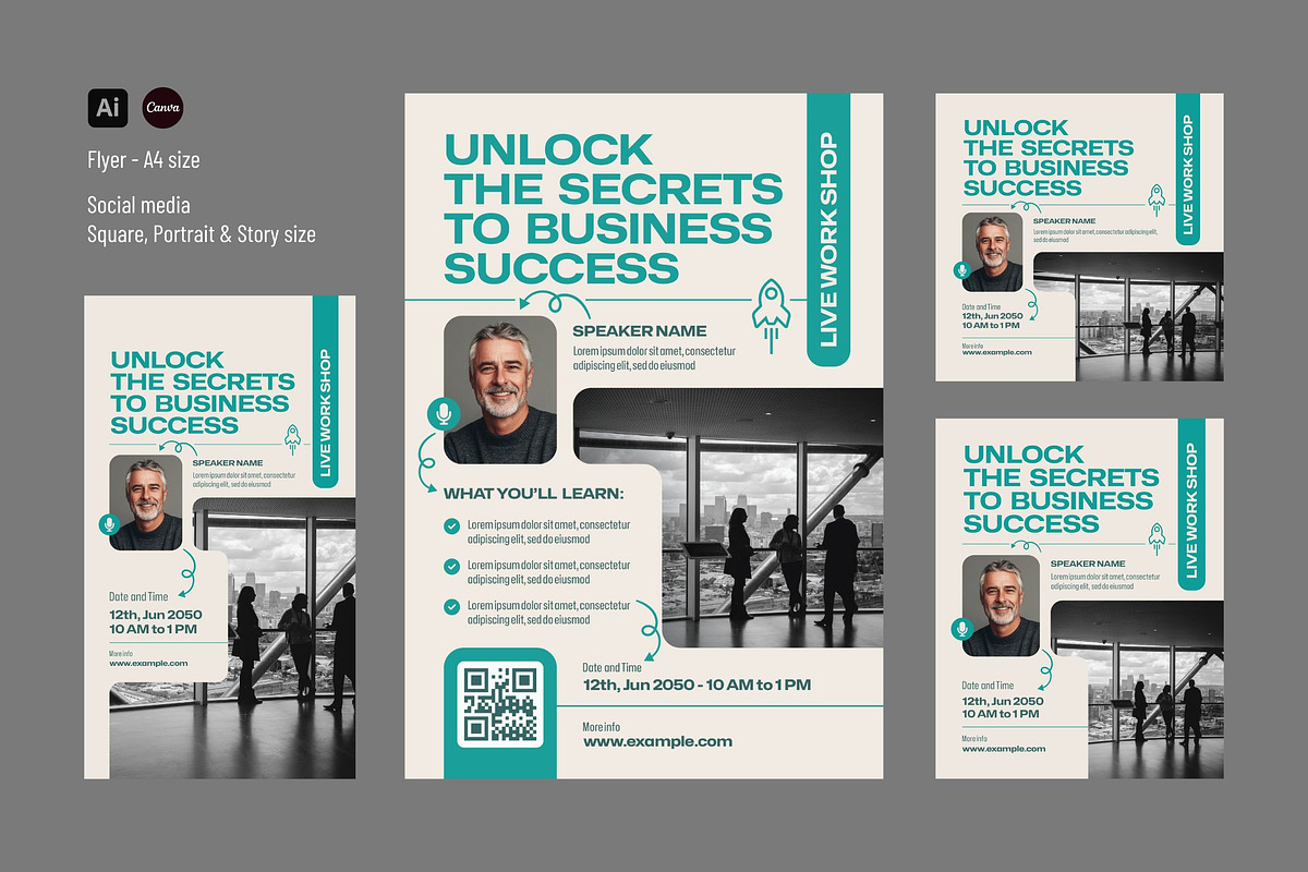 Online Workshop Flyer Template, a Marketing Template by C-Kav