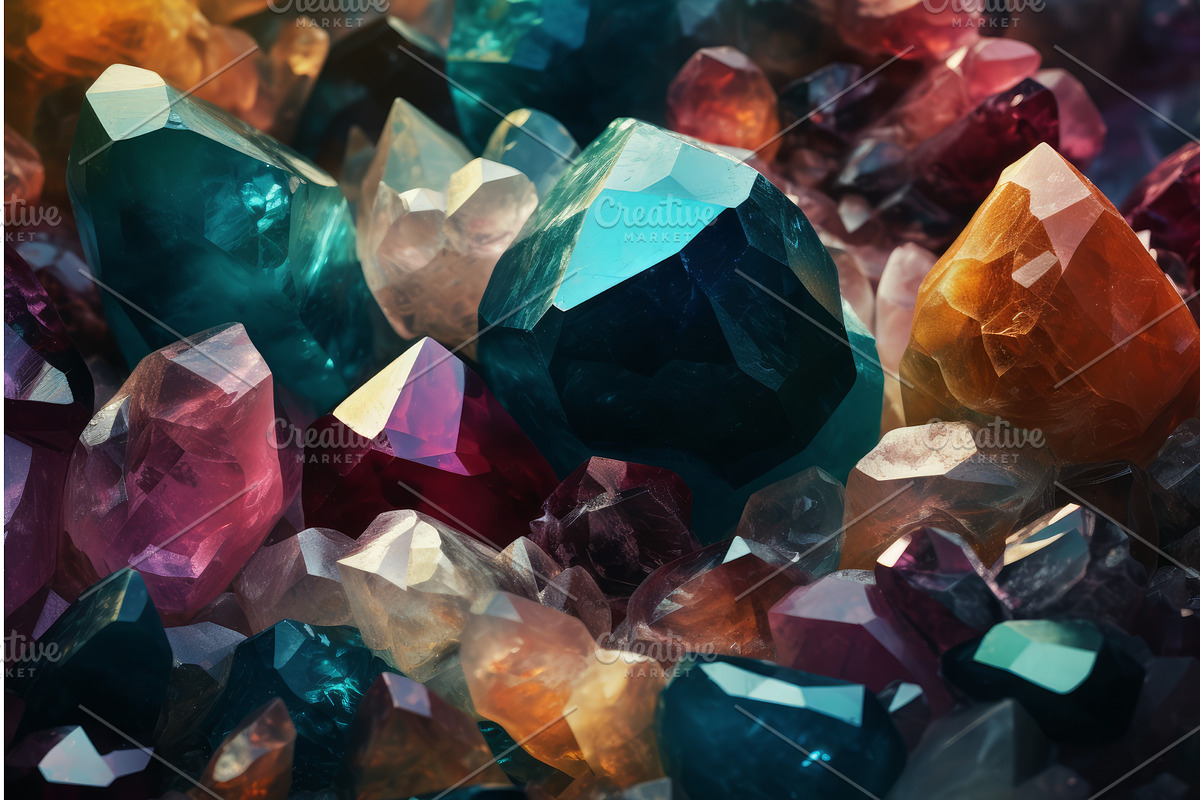 Colorful gemstones. Generate Ai, a Texture Illustration by Ylivdesign