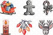 Christmas Doodle Sublimation Clipart, an Illustration by Black Bird Studio (Thumbnail 5 of 6)
