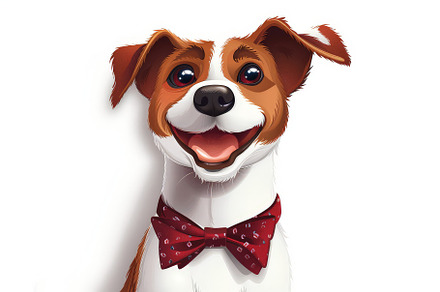 Cute funny quirky dog in a bow tie w, an Abstract Photo by Pixeness