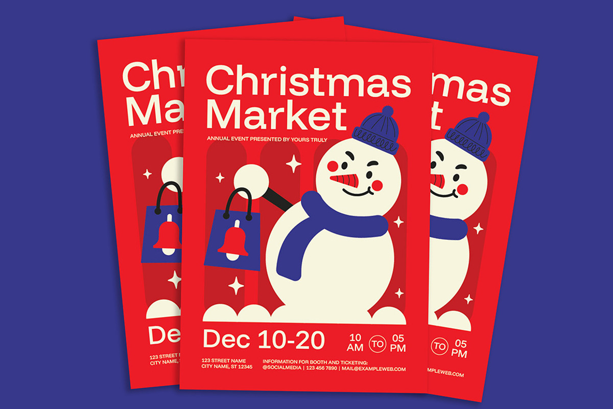 Red Cute Christmas Market Flyer, a Flyer Template by Gumico Studio. (Photo 2 of 3)