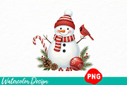 Christmas Snowman Clipart Sublimatio, an Illustration by Watercolor design (Thumbnail 1 of 3)