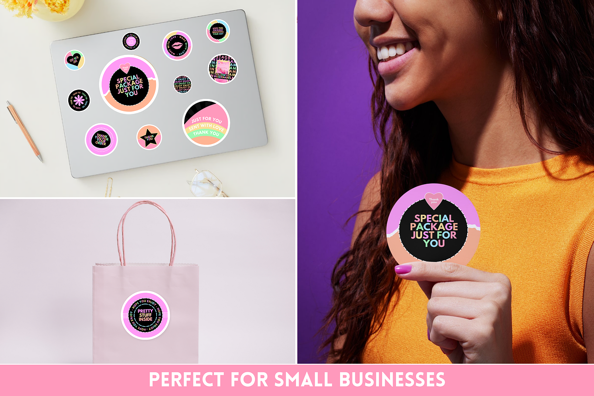 Pastel Neon Packaging Stickers, a Stationery Template by SunshineStudioBoutique (Photo 7 of 9)