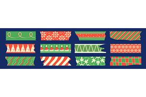 Festive Christmas washi tape set, an Illustration by art PVP - market
