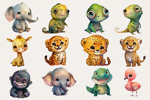 Tropical Animals Clipart. AI