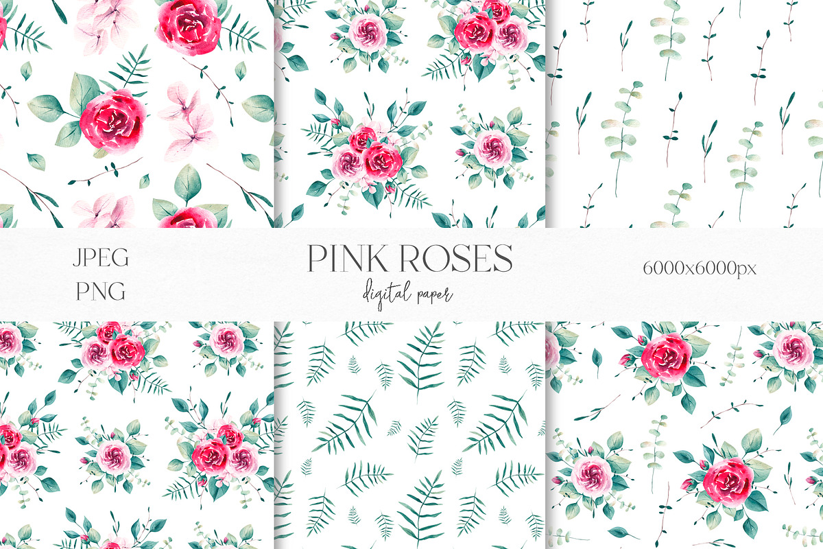 Watercolor Pink Roses Collection, an Illustration by YuliyaArtGarden (Photo 7 of 10)