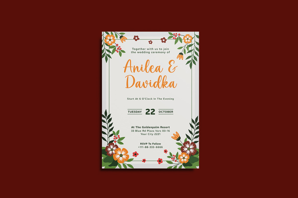 Anvas Floral Wedding Invitation, an Invitation Template by iDoodle Studio (Photo 4 of 4)