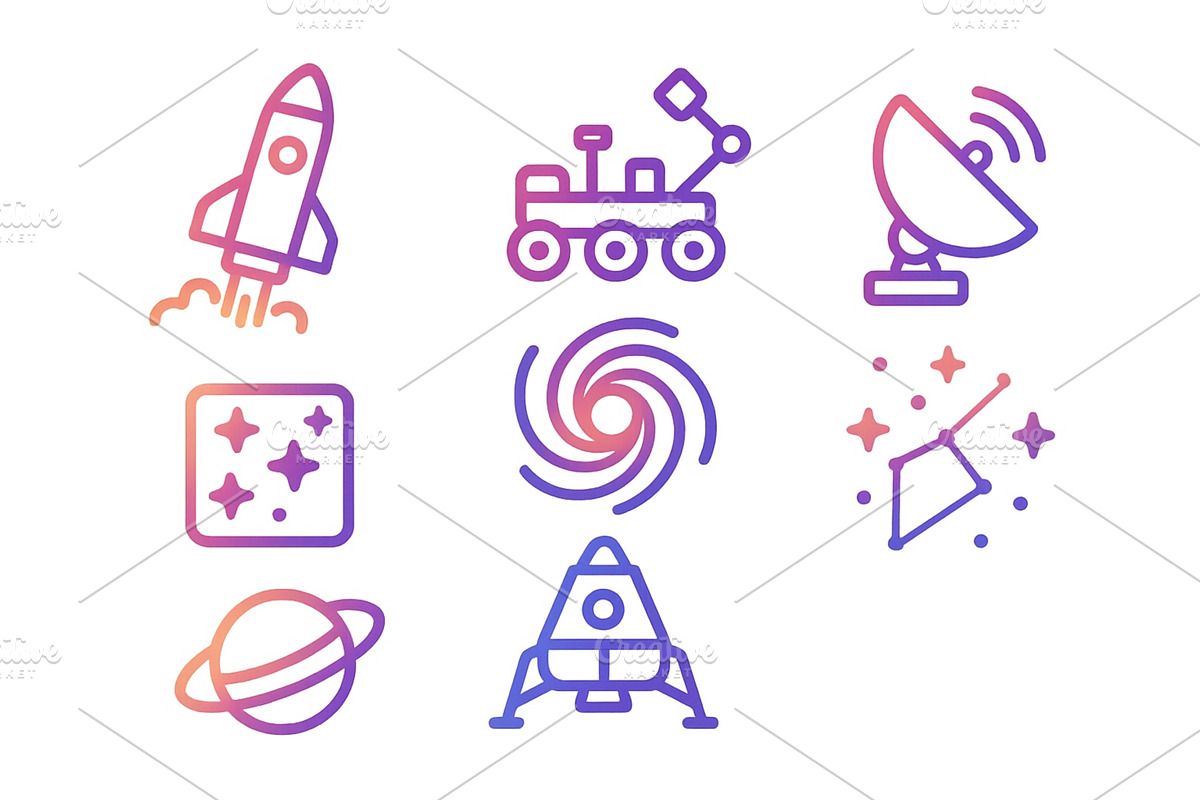 Space exploration icons featuring, an Illustration by ZinetroN