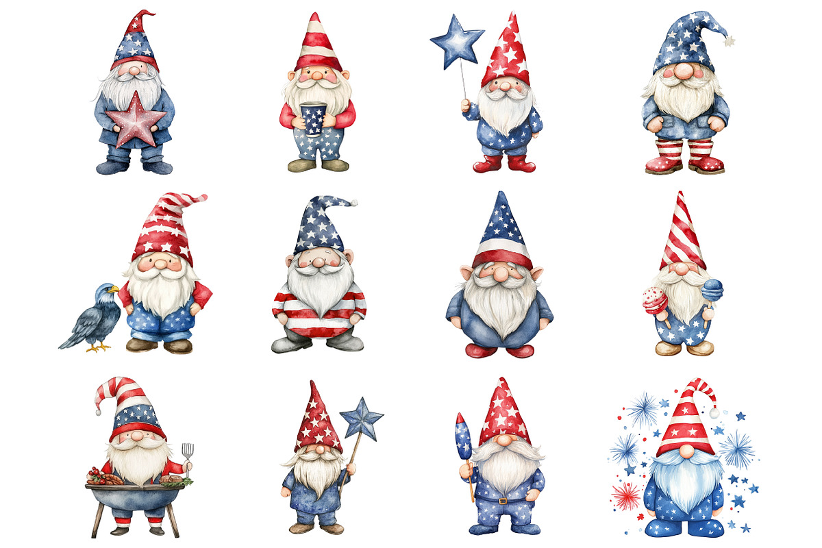4th of July Gnome Clipart, a Seasonal Illustration by Design Market (Photo 2 of 5)