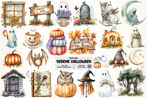 Serene Halloween Day Clipart, an Illustration by Pixels.Craft