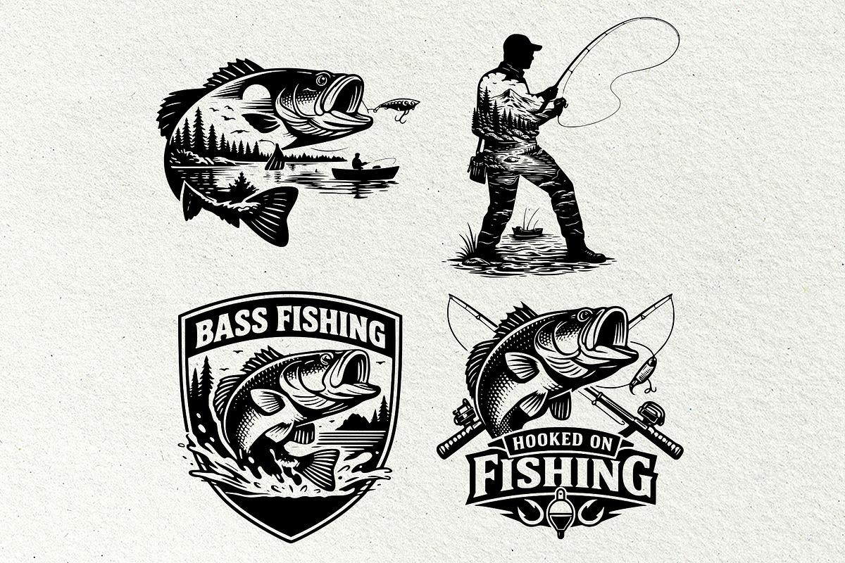 Vintage Fishing Engraving Graphics, a Sport Illustration by DENIDigitalArtSudio (Photo 7 of 8)