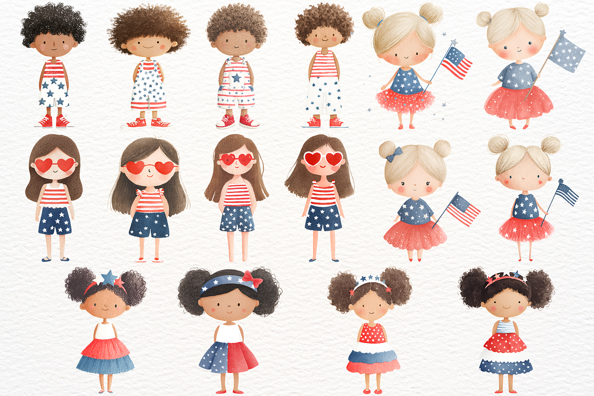 4th of July Clipart Nursery Kids PNG, a Seasonal Illustration by SugarCloudStudioArt (Photo 3 of 8)